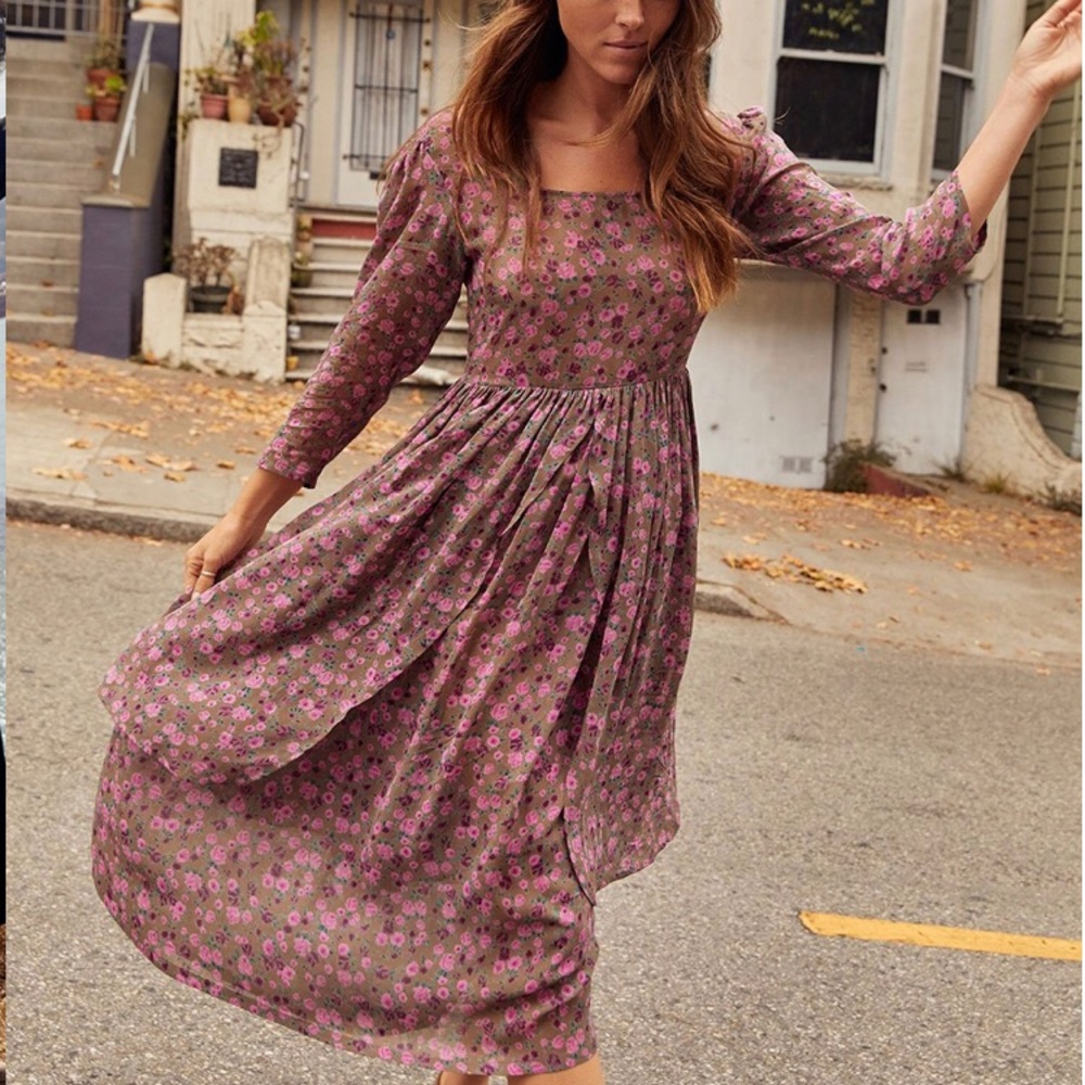 Christy Dawn Amelia Dress - Pebble Floral XL/2XL